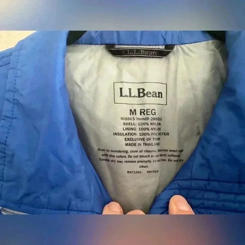 L.L. Bean Vest PrimaLoft Pack-away Puffer Jacket Full Zip Hiking Outdoor, M